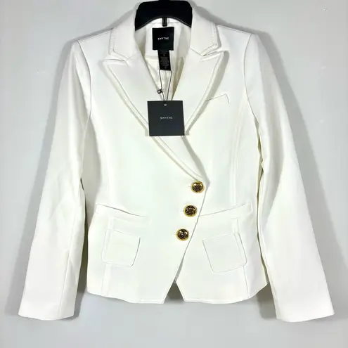 Smythe Wrap Asymmetrical Blazer Jacket White 8 NWT