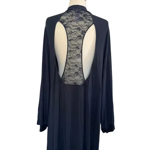 SAVAGE X Fenty Black Lace Cut Out Silky Robe Bedroom Boudoir Sexy Size M/L