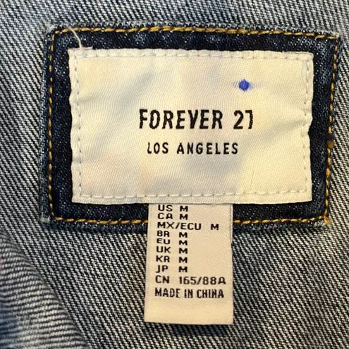 Forever 21  Blue Jean‎ Jacket Racing Stripes Medium