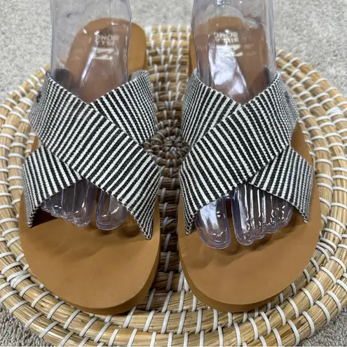 Billabong  Women’s Boardwalk Mid-Wedge Sandal Slip On Beach in Black White 10