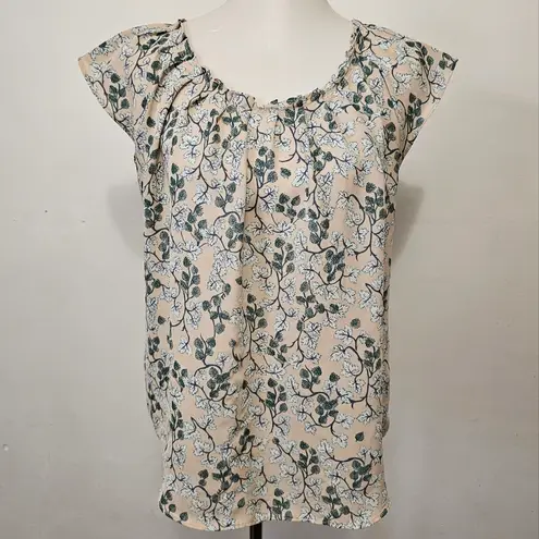 LC Lauren Conrad  Blush Floral Pleated Tie Back Blouse Size Medium