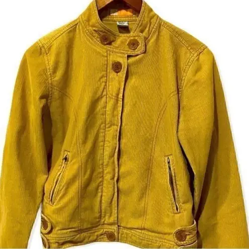Tulle Yellow Corduroy Cropped Trucker Jacket Yellow Size M