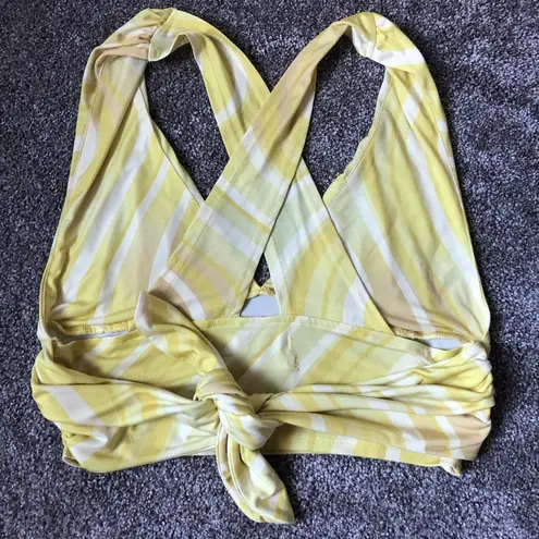 Urban Outfitters  Phoenix Plunging Tie-back Cropped Tank in Yellow Stripe Small