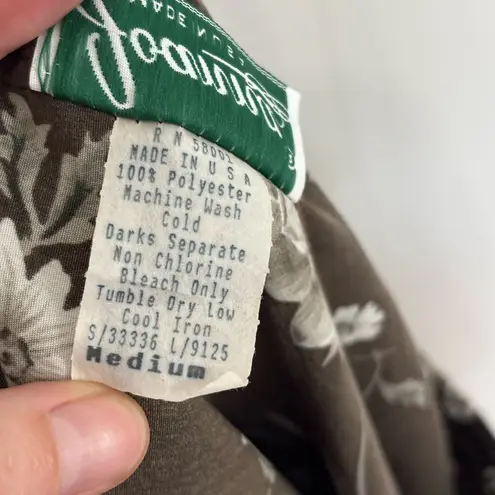 Vintage Joanna Made in USA Chocolate Brown 90s Floral Midi Skirt