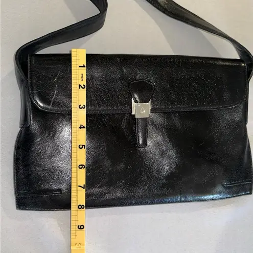 Gianni Chiarini • Vintage Cow Leather Black Shoulder Bag Y2K Italy Coin Pouch