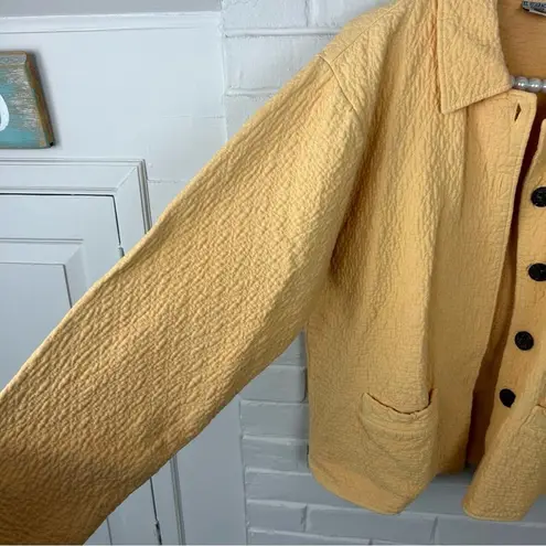 El Huarache Cottons Yellow Textured Button Front 100% Cotton Jacket Size L Size L