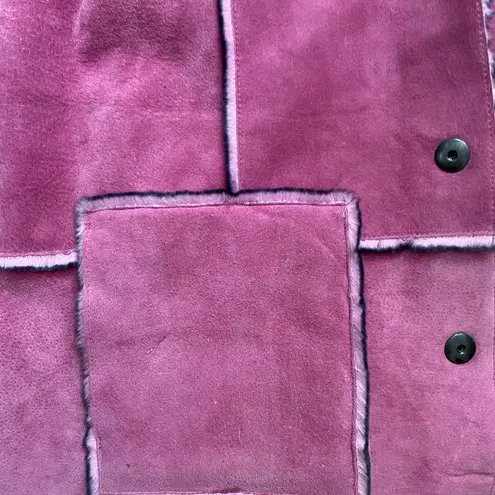 Newport News Vintage Y2K Leather Fur Lined Pink Hooded Winter Coat 1X Coquette Scandigirl