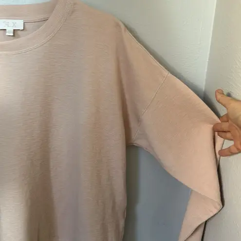 Le AL.X organic cotton crew neck top drop shoulder size XL pink pullover knit