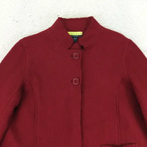 Ashley B Bernardo Women's Red Wool Blend Bell Sleeve Button Front Jacket L Size L