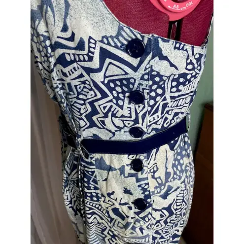 jumpsuit tribal urban overall 1980s navy blue white Size 12