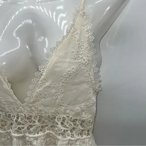 Zimmermann Off-White Women's Embroidered Eyelet Silk Romper w/Spaghetti Straps-0