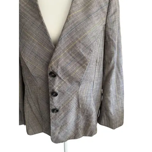 ESCADA Vintage Brown Patterned Wide Lapel Blazer Jacket Size 44