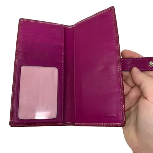 Coach  Bifold Wallet Patent Leather Dark Fuchsia