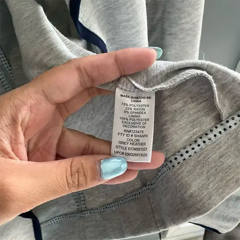 Ellen Tracy Women's Gray Blazer Jacket M Blue Trim Casual Long Sleeve