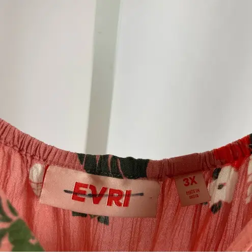 Evri 3X Floral Bow Ruffle Boho Cottagecore Flowy Tank Top Vacation Beachy Leaf Pink