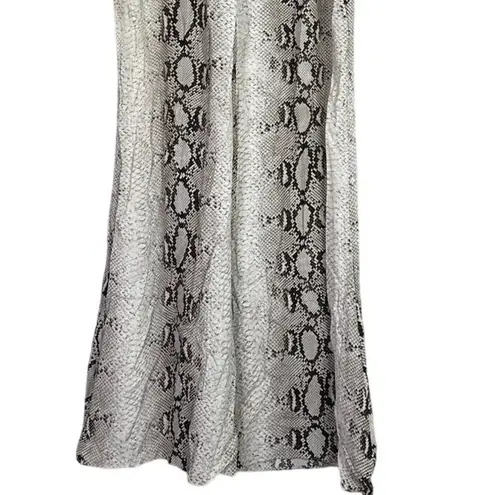 ZARA  Snakeskin Print Flared Trousers Satin Effect Lightweight XL Cream Brown