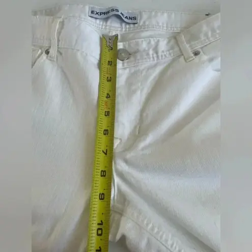 EXPRESS ‎ white jeans Stella Cropped Skinny Low Rise Plus Size 14 0037