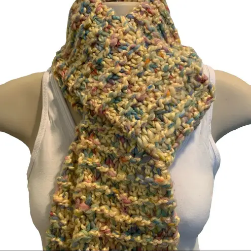 CHUNKY Horizontal Rib Knit Stitch Yellow Scarf