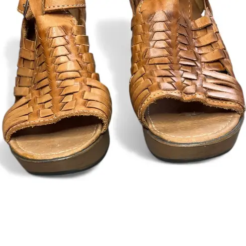 Source Unknown Mexican high heel huaraches leather sandals boho woven platform heel hippie