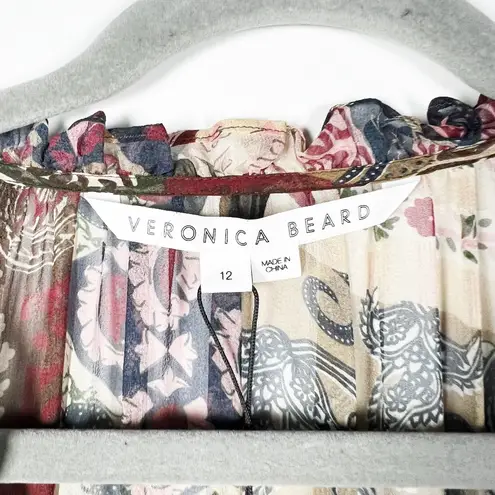 NEW Veronica Beard Isra Silk Chiffon Belted Tiered Pullover Paisley Maxi Dress