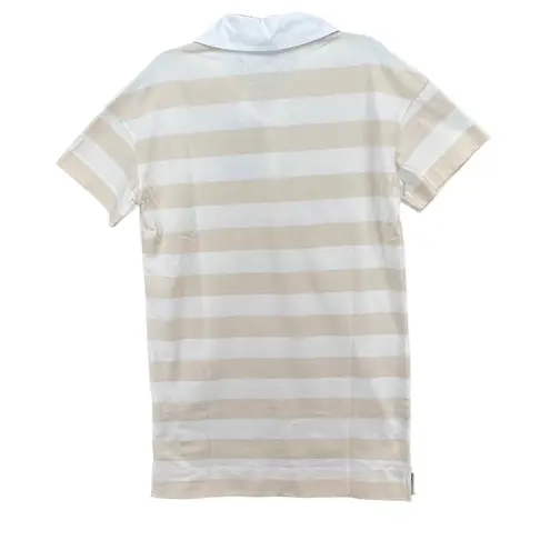 Everlane  Womens The Organic Cotton Polo Dress S Cream Tan Striped Short Sleeve