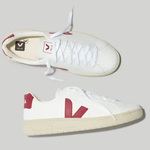 VEJA Madewell + Vegan Leather Urca Sneakers in White Marsala