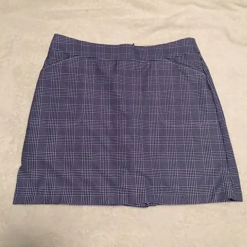 Peter Millar  Womens Golf Skirt Polyester Spandex Checkered Blue White Sz 10 EUC