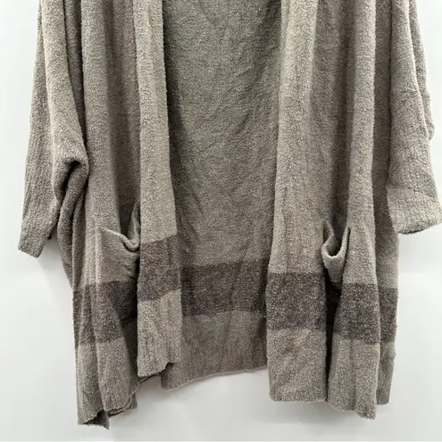 Barefoot Dreams CozyChic Lite Cliffside Gray Striped Cardigan Wrap One Size