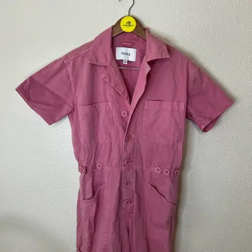 Pistola Grover Jumpsuit Womens XS Pink Flamingo Utility Cargo Tapered Leg Cotton