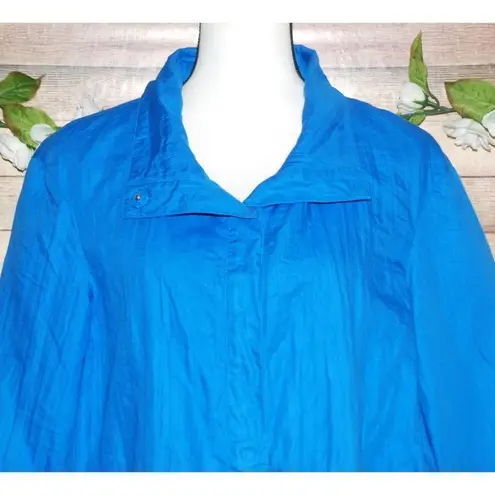 Coldwater Creek Blue Button Up Jacket Size 10 Lined 3/4 Sleeve Pockets