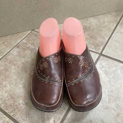 Spring Step L'Artiste Brown Leather Clogs Mules Slides Comfort Shoes Women's 39 Size 8.5