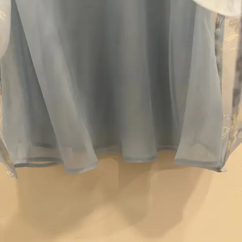 Halston Heritage Halston Vintage Y2K Pastel Blue Floral Slip Chemise Lingerie Coquette Fairy Soft