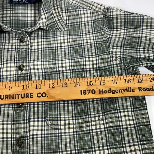 Krazy Kat FLANNEL BUTTON UP SHIRT 100% COTTON POCKETS WOMEN SZ S GREEN PREOWNED - Image 10
