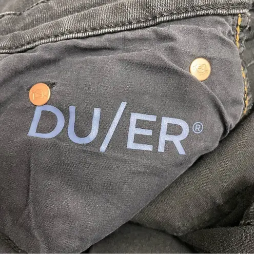 DU/ER DUER Performance Denim Straight Mid Jeans Aged Black Distressed Size 27