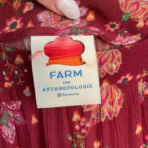 Farm Rio Antrhopologie Red Ruffle Floral Maxi Skirt