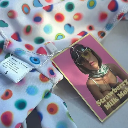 NWT Strawberry Milk Mob Roygbv Bikini Top Size Small White