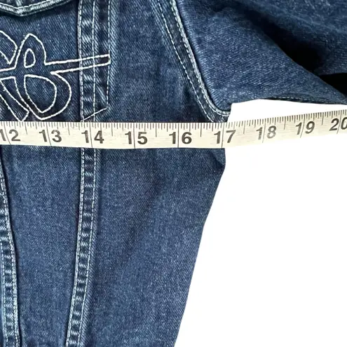 FUBU Vintage 90s Y2K Jean Jacket M Blue Crop Trucker Logo Streetwear Hip Hop Size M