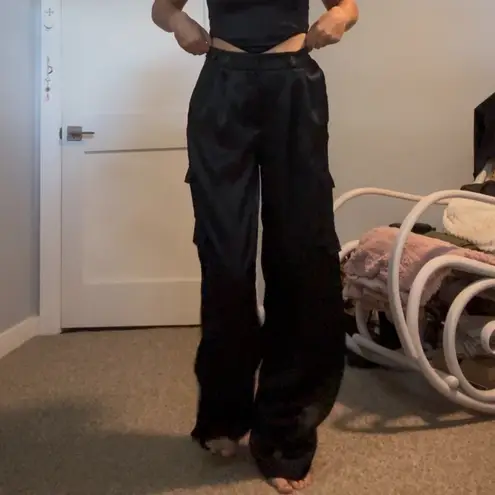 A New Day Black Satin Cargo Style Pants  - Image 4