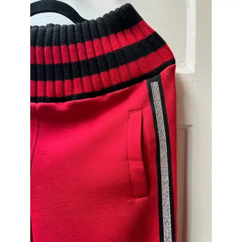 Frankie Morello red purple black color block stripe urban jogger sweatpants XS