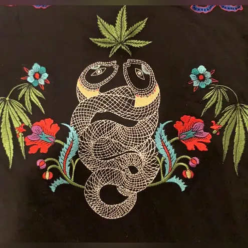 Sandro Paris Embroided Snake Mary Jane Black Floral Top 2