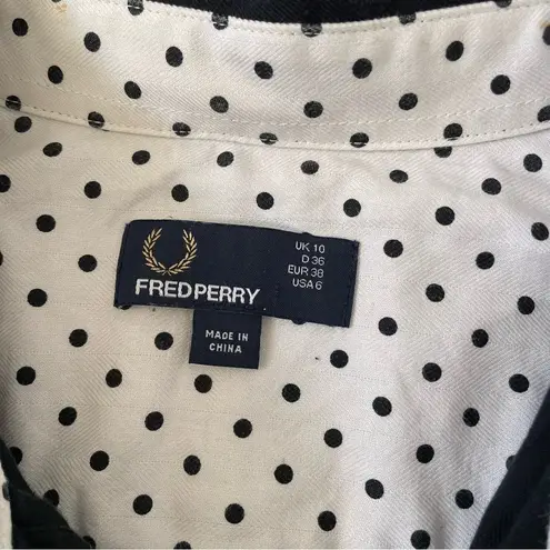 Fred Perry Polkadot Black and White Shirt Size 6