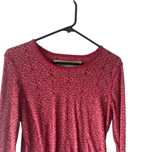 Aventura Women's Size Medium Red Fair Isle Thermal Long Sleeve Shirt