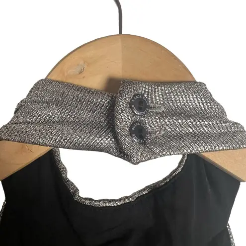 Black Halo Genesis Black Silver Wide Leg Halter Cocktail Jumpsuit Size 2