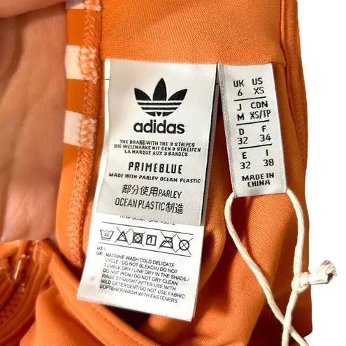 Adidas  Originals Bikini Top Zip Front Hazy Copper Orange Size XS