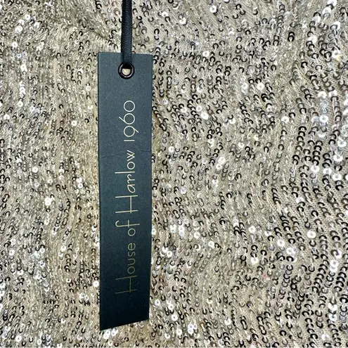 NWT House of Harlow 1960 x Revolve Sage Midi Dress Sequin Strapless Sheath Dress Silver Size M