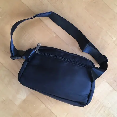 “a lil’ bougie” Nylon Adjustable Belt Bag, Fanny Pack, Black, White Black