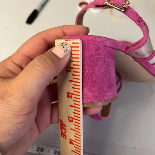 Diane B Milano Pink Suede & Clear Ankle Strap Heel Sandals Size 6.5M