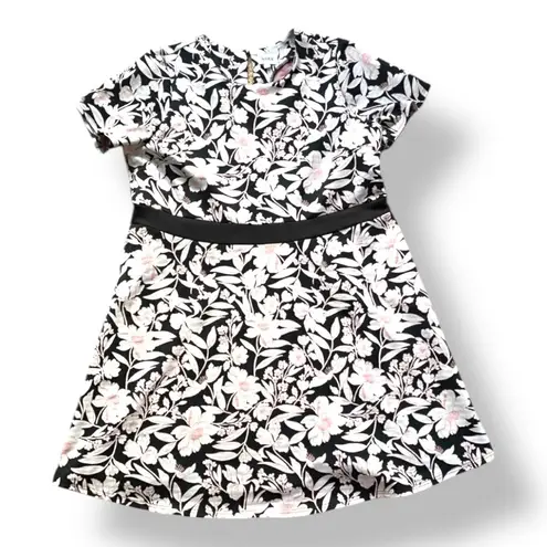 Leota Mackenzie Black Pink Floral Fit Flare Dress Short Sleeve Plus Size 3X