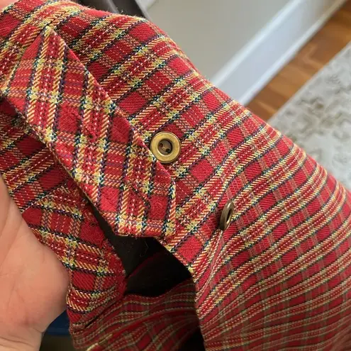 Vintage 90s Red Plaid Cropped Zip Jacket F Stop Grunge Tartan Indie Sleaze Sz 12