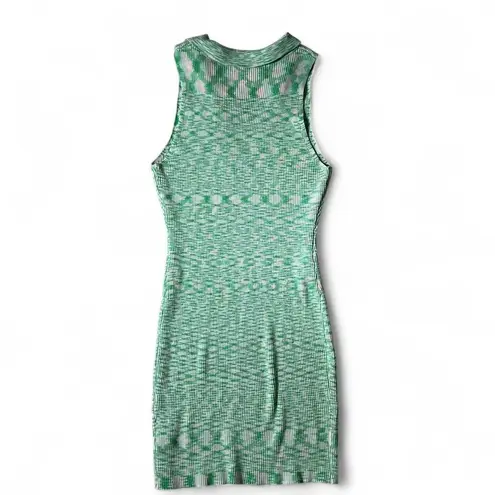 Almost Famous  Green Mini Dress Sleeveless Knit Plaid‎ Bodycon Party